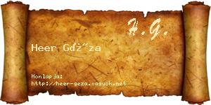 Heer Géza névjegykártya