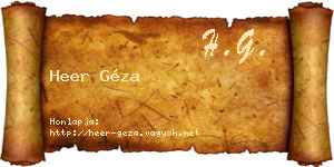 Heer Géza névjegykártya
